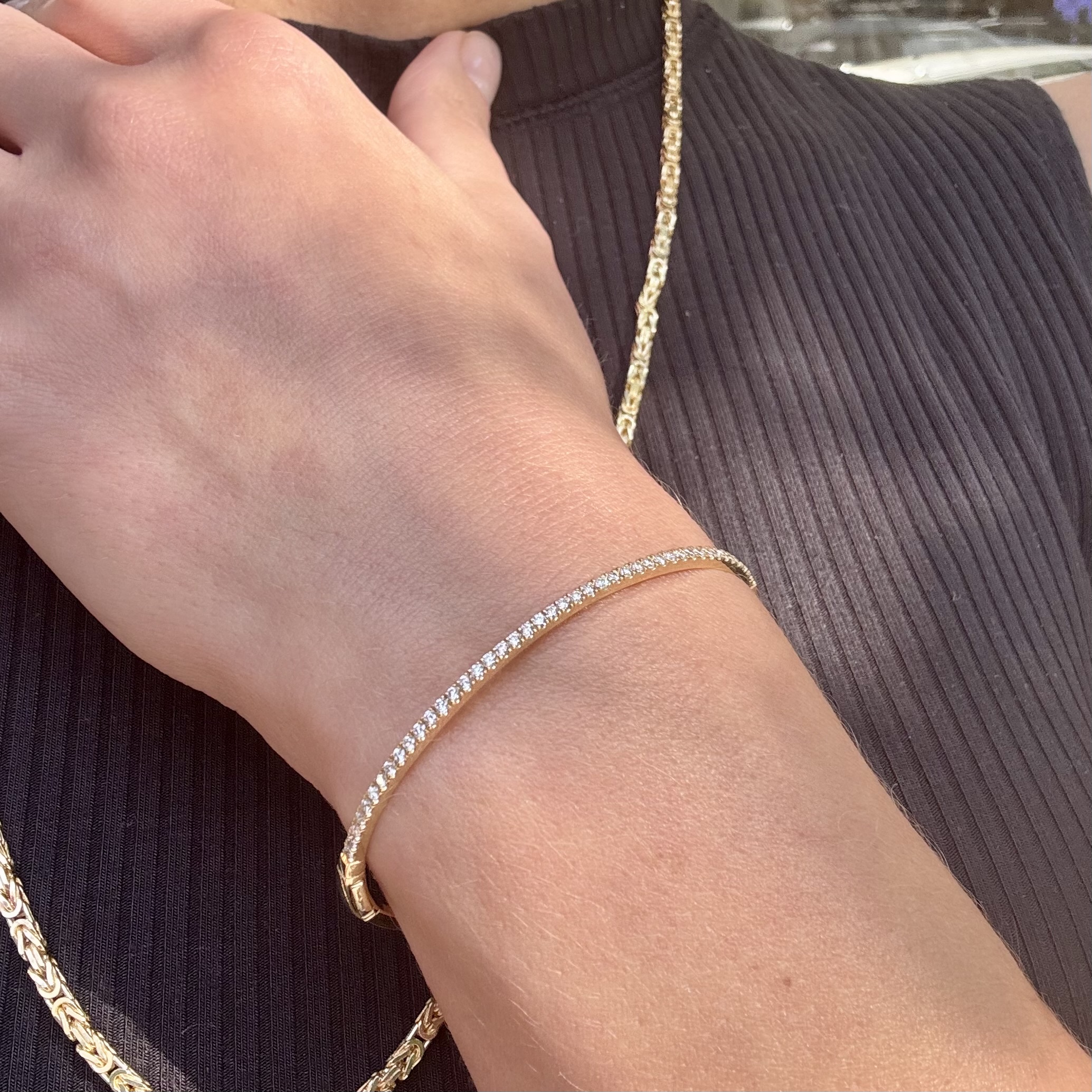 צמיד בנגל משובץ 0.68 נקודות יהלומים - bjwdp00009