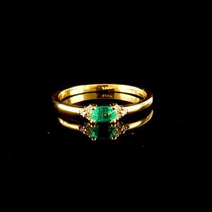 bjwge000057 - טבעת אמרלד ויהלומים