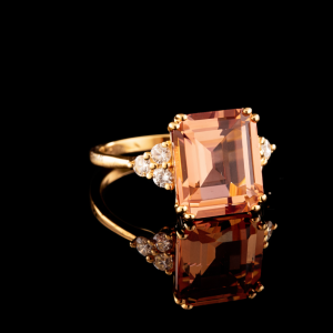 טבעת יהלומים ואבן ורודה - bjwdr000232