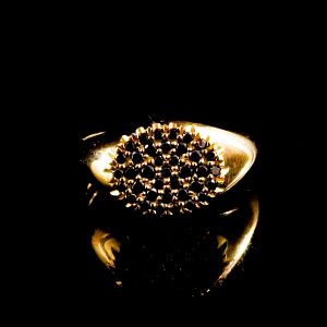 טבעת חותם יהלומים שחורים - bjwdr000314