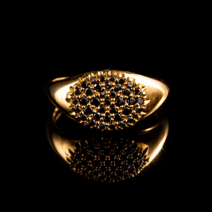 טבעת חותם יהלומים שחורים - bjwdr000314