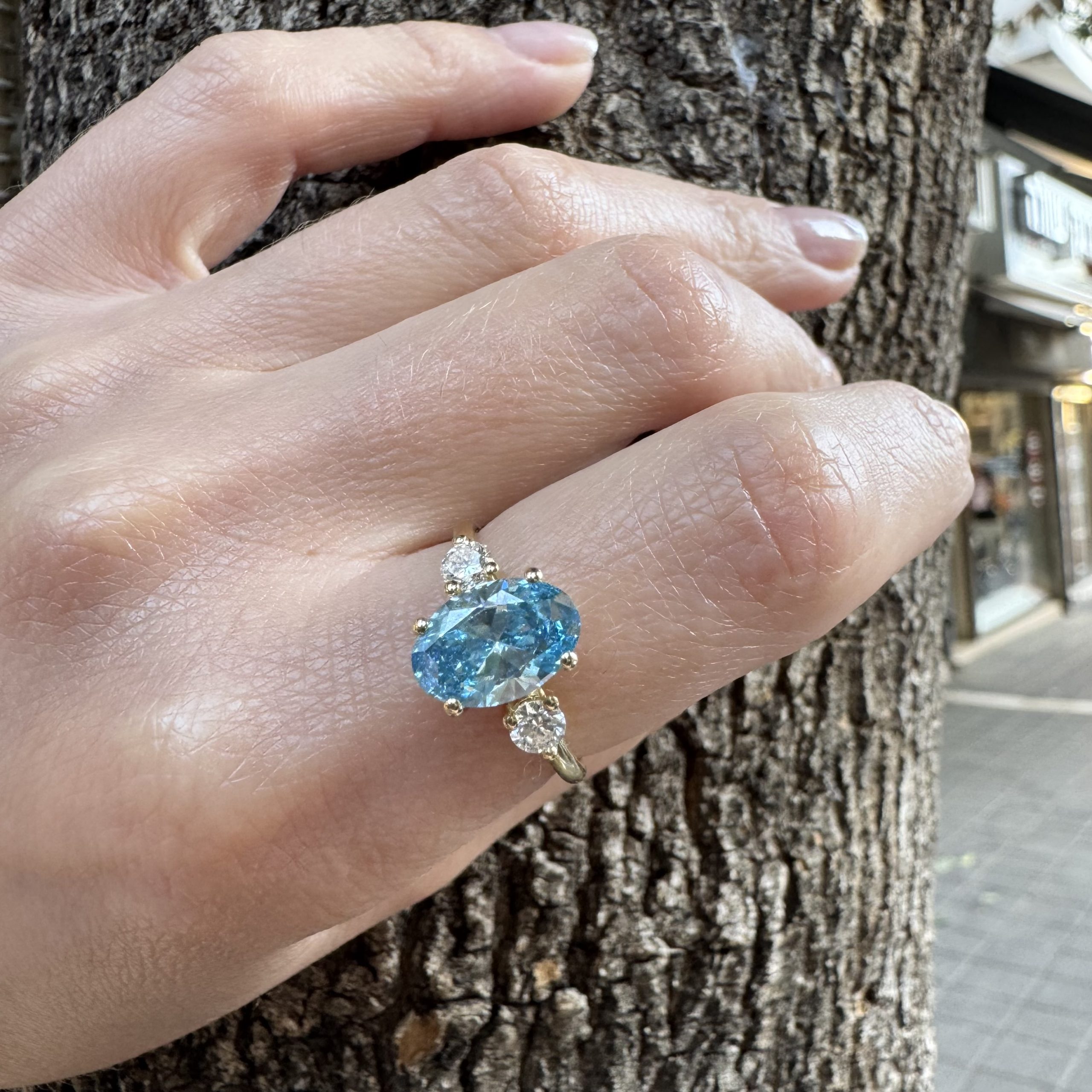 טבעת 2.00 קראט יהלום מעבדה כחול - bjwdr000307