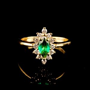 טבעת אבן ירוקה ויהלומי מעבדה bjwdr000340