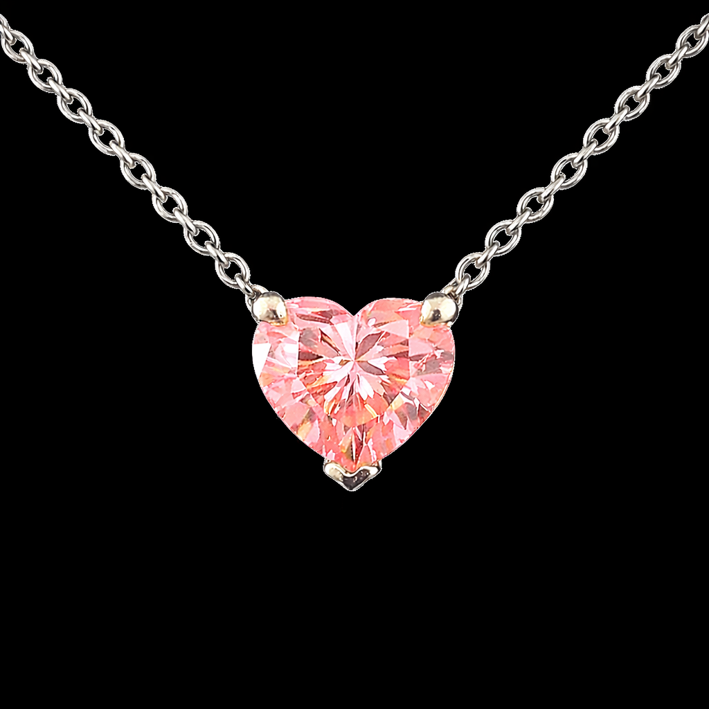 שרשרת יהלום לב ורוד 1.00 קראט מעבדה - bjwdr00363 - תעודת IGL